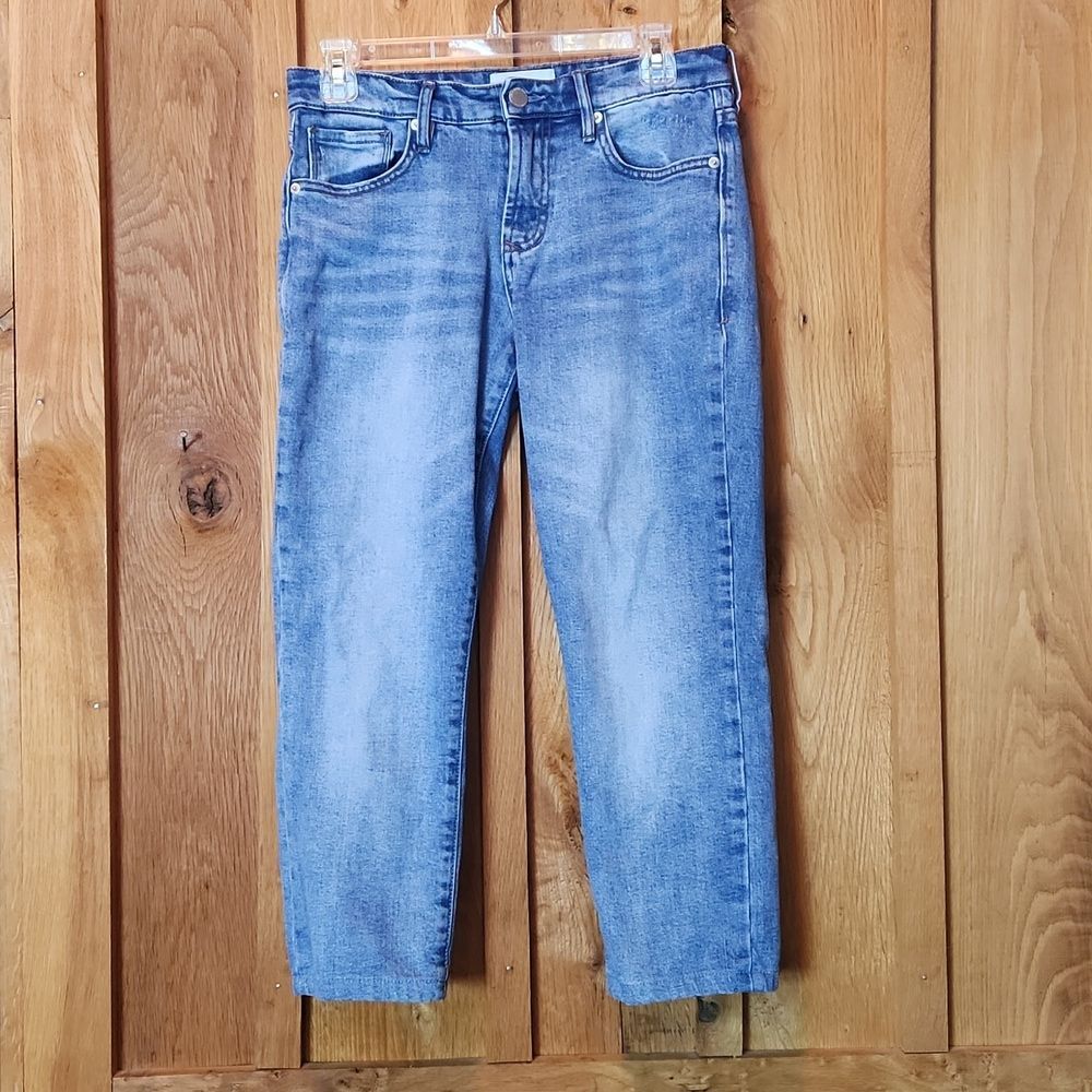 Dear John Blair High Rise Straight Leg Stretch Cropped Jeans, Size 27, Blue Wash